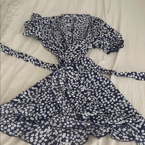 Floral Navy Wrap Dress